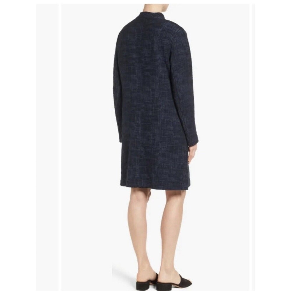 Eileen Fisher Crosshatch Cotton Blend Tencel Jacquard Jacket Open Woven Coat XL